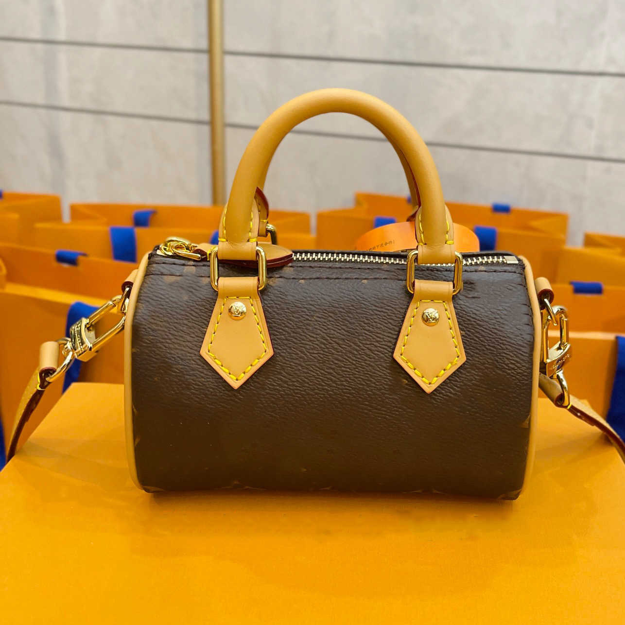 Designer bag Mini Nano Speddy bag 16cm Shoulder Bag Women Leather Denim Crossbody bag Luxury Brand Embossed Tote Purses Brown Flower classic Vintage Handbags