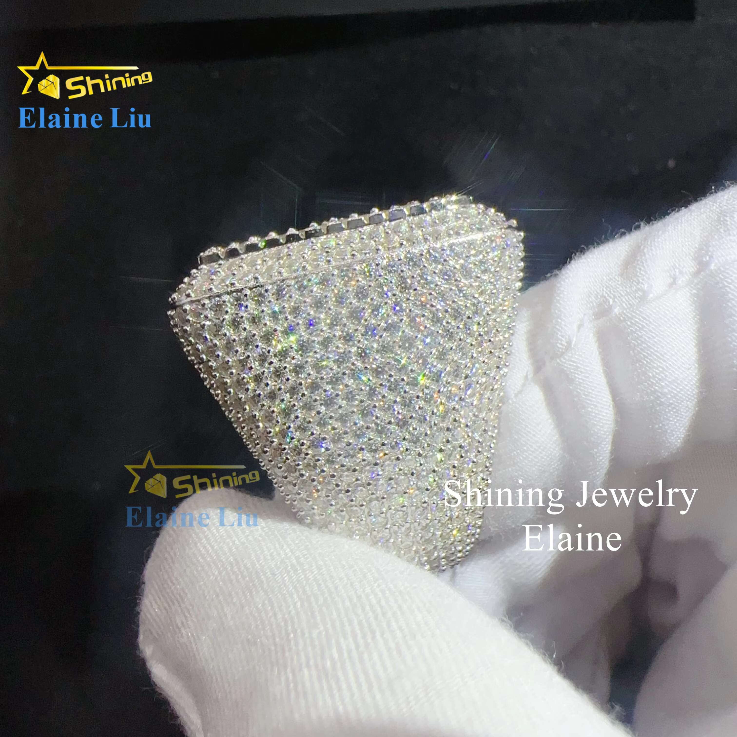 Baguette Hip Hop Custom Vvs Moissanite Mens Iced Out 925 Sterling Silver Ring