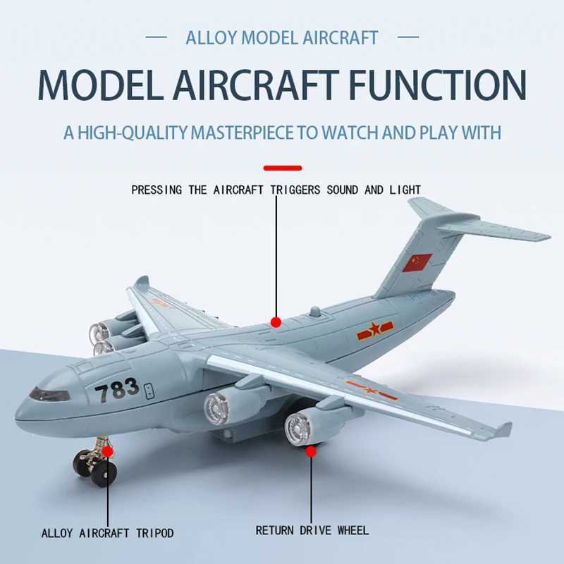 Chinese Xian Y-20 Large cargo plane echo sound-light metal aircraft die-casting model aviation boy collectible toy C251118