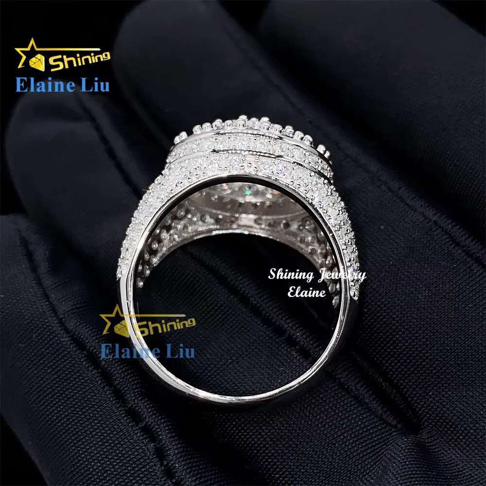 Iced Out Cz Zircon Vvs Moissanite Custom Sterling Sier Hip Hop Rings