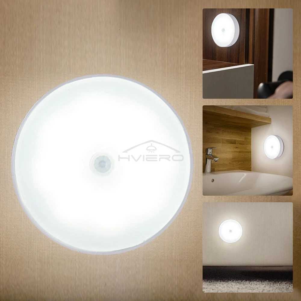 Wireless Motion Sensor Night Light Bedroom 8LED Detector Wall Decoration Round Lamp Staircase Closet Room Bedside Wardrobe Bulbs M251118