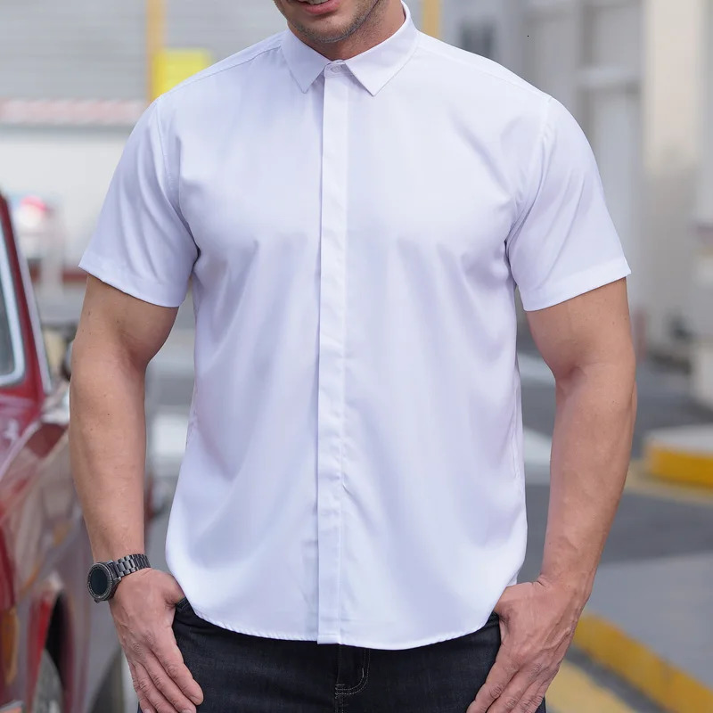 Summer Men Shirt Short Sleeve Oversize Red 6XL 7XL 8XL 10XL 12XL Plus Size Formal Fashion Solid Black White Casual Drop 250417