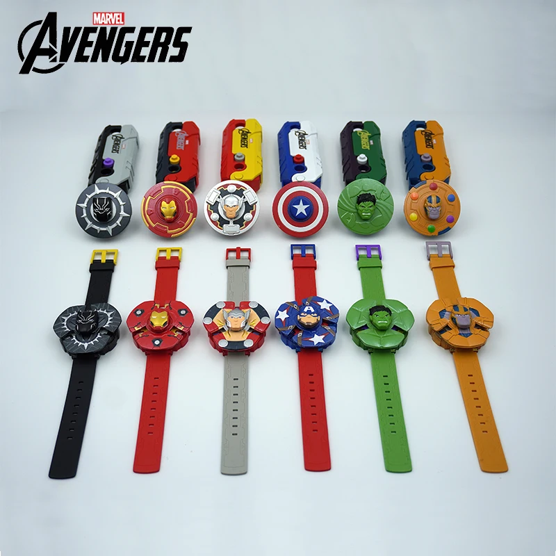 6 Styles Marvel Avengers Captain America Iron Man Style Beyblade Battle Game Beyblade Launcher 4PCS Fidget Spinner Movie Peripheral Toy Set Boys Boys 