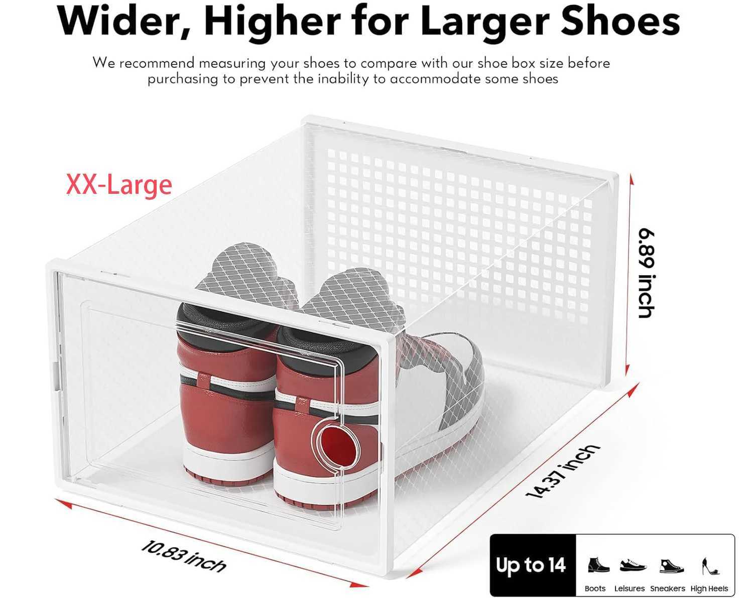 X-Large Shoe Storage Boxes Organizers Clear Plastic Stackable 12 Pack Shoe Rack Holder Substitute Sneaker Containers H251117