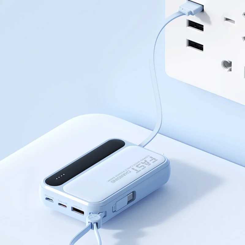 50000mAh Large Capacity Power Bank 4 In1 Built in Cables Intelligent Digital Display Laser Light Fast Charging External Battery H251118