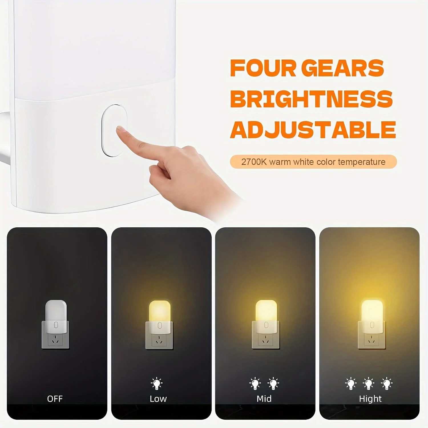 1/2 Set EU Plug in LED Light Sensor Night Lights for Kids Bedroom Auto Dusk to Dawn Sensor Dimmable Wireless Cabinet Lamp M251118