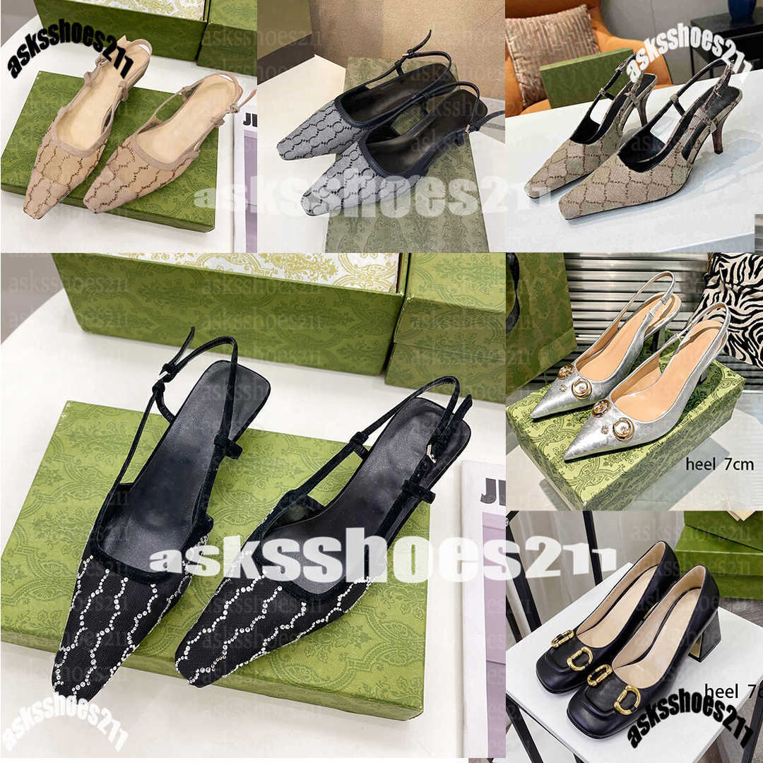 Dress Shoes Designer women sandal Vintage Slingbacks high heels genuine leather formal shoes designer sandals heels square toe ankle strap party shoes Print 36-42