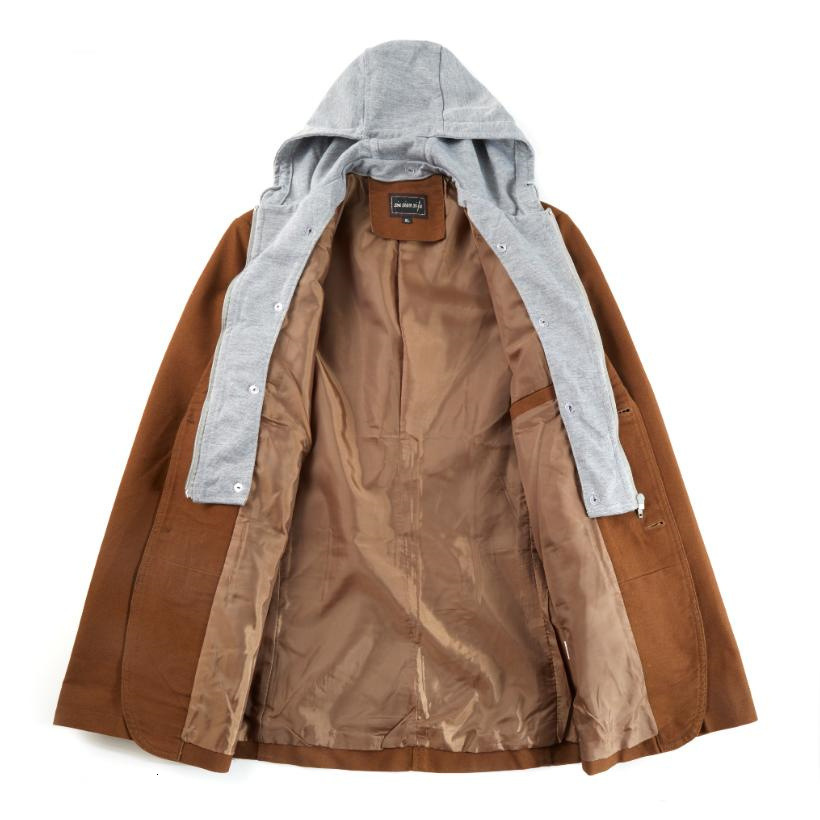 Spring and Autumn Style Detachable Hooded Slim Fit Cotton Small Suit Fake Two-Piece Plus Size Mens Single Piece Fat Man Suit 201201