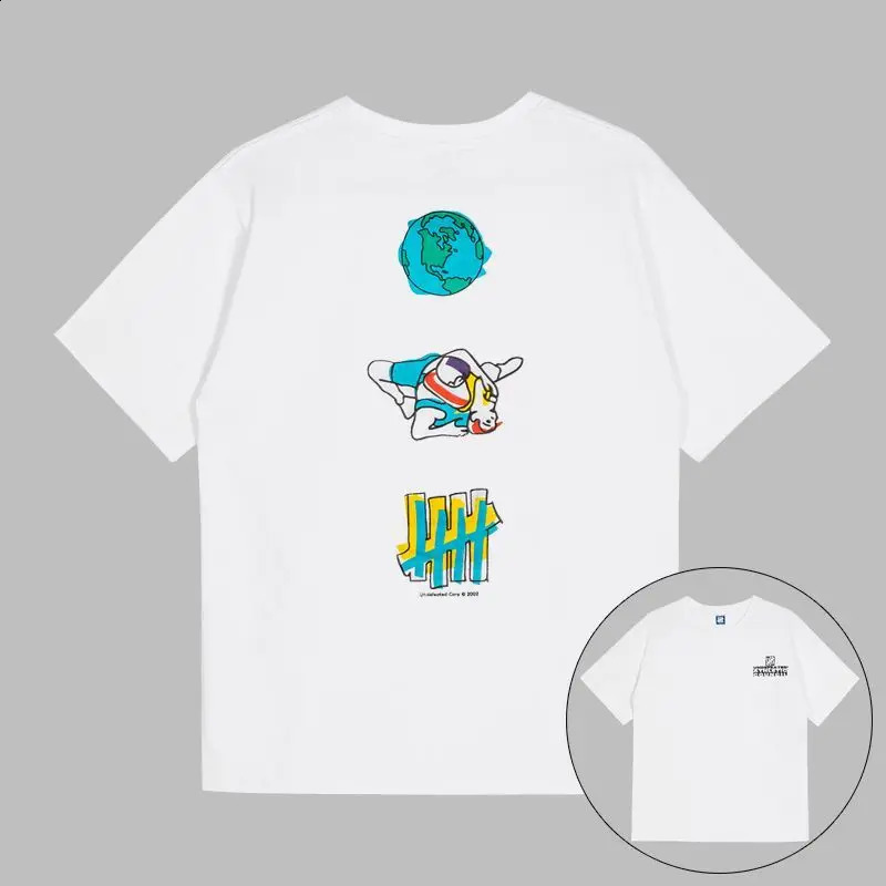2 UNDEFEATED Pure Cotton Short-sleeved Mens Womens Undefeated Five-bar Graffiti Basic Printing Couple Trend T-shirt 250417