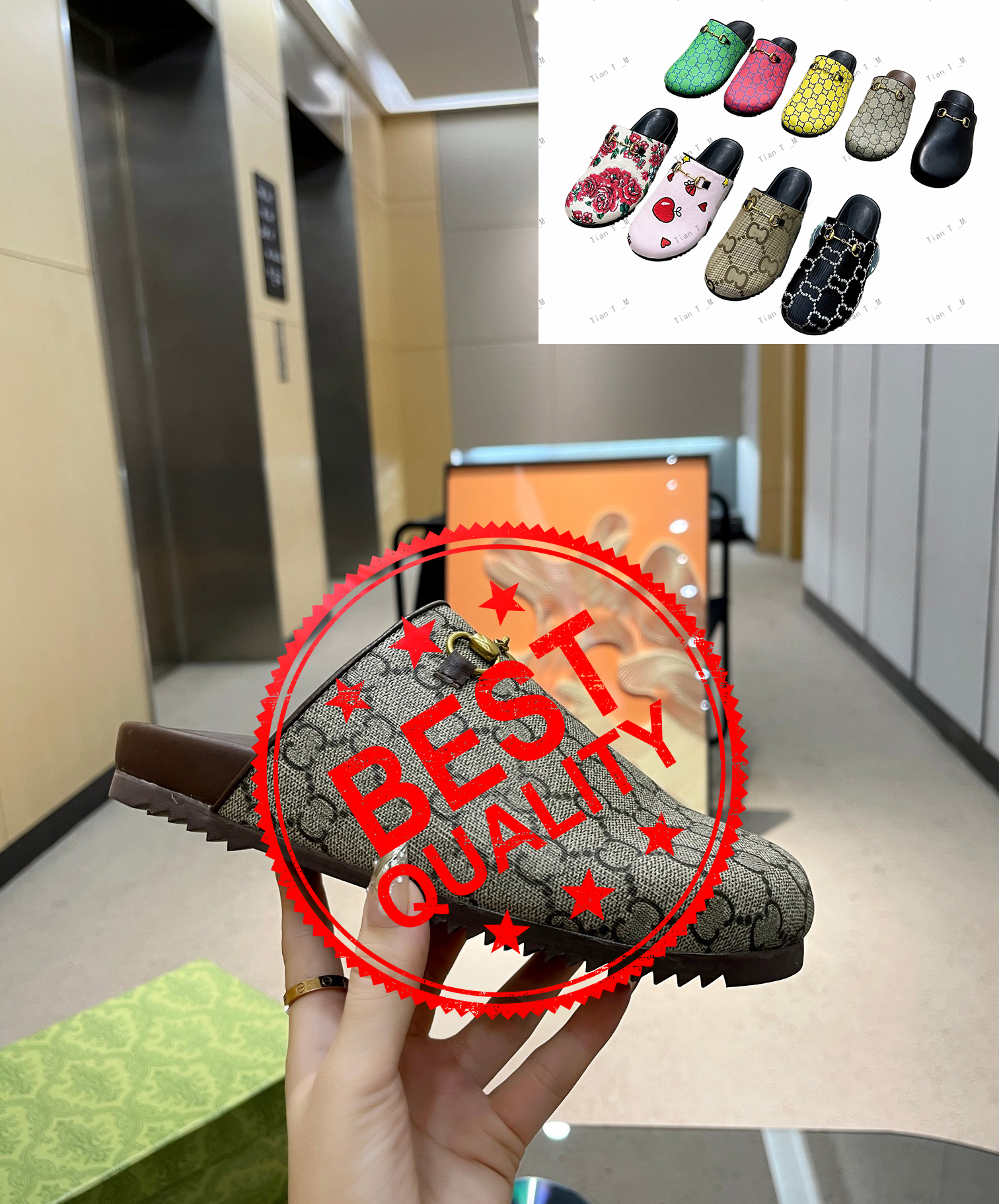 Luxury Slippers Slide Brand Designers Women Ladies rubber Hollow Platform Sandals Flip flops With Lnterlocking Scuffs Lovely Sunny Beach Woman Shoes Slippers