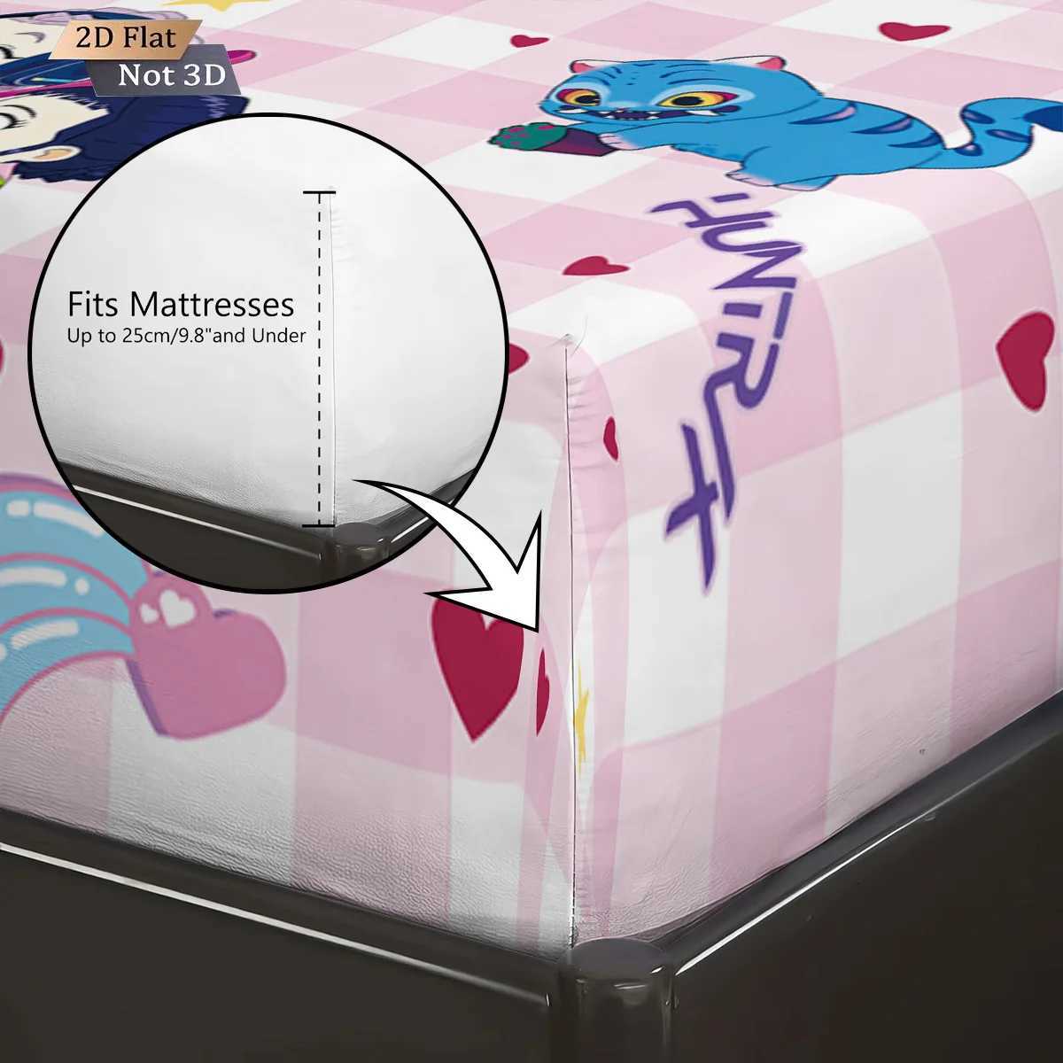 3pcs K-Pop Demon Hunters Print coreless Bed Sheet Set Multi Size Soft Bed Cover Bedroom Bedding Decoration Machine WashableM251118