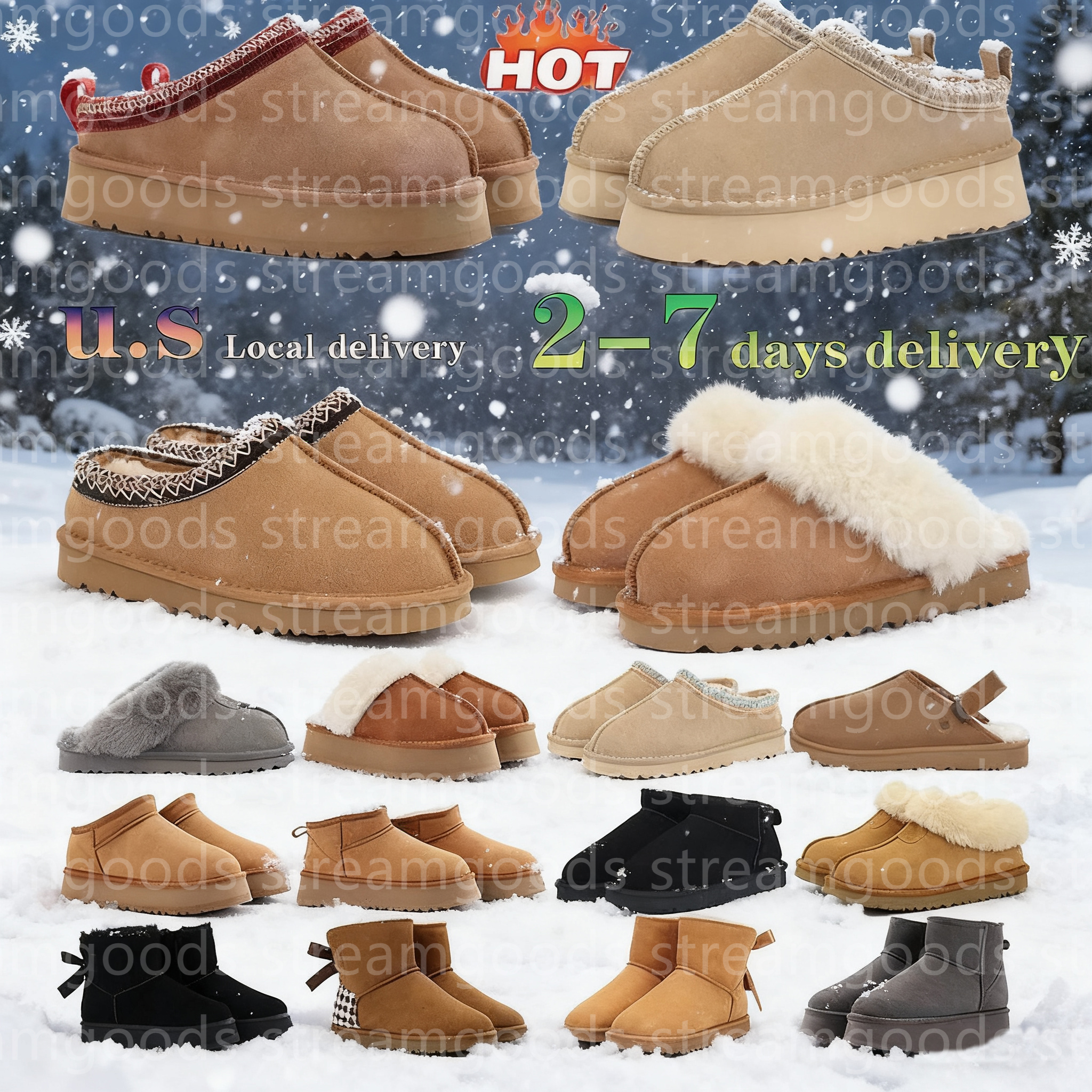 2026 Designer Boots Australia Women Booties Tasman Tazz Slipper Platform Classic Ankle Short Bow Fur Chestnut Black Pink Grey Brown