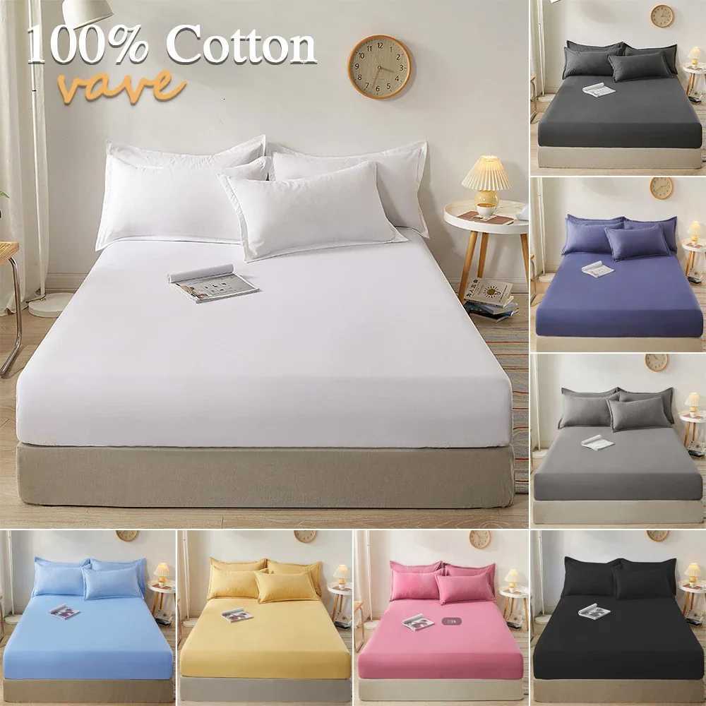 Full Size Cotton Fitted Sheet with Elastic Bands Adjustable Mattress Pad Bedspread Covers for Single Double King Queen BedM251118