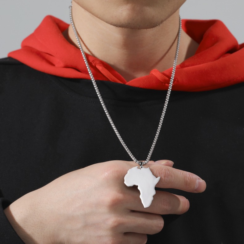 Men's Africa Map Necklace Top 18K Gold Plated Maps Pendant Necklaces Gold Chains Africa Continent Motherland Home Hip Hop Fine Jewelry for Women 
