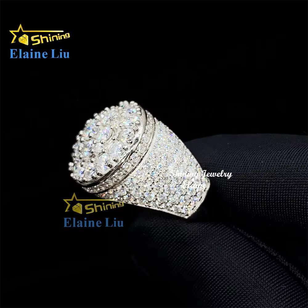 Iced Out Cz Zircon Vvs Moissanite Custom Sterling Sier Hip Hop Rings