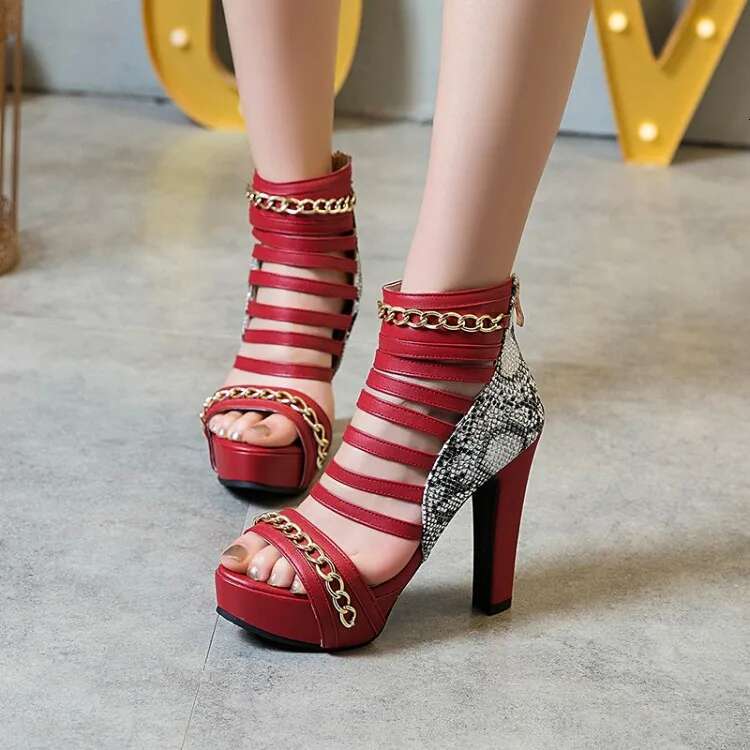 Big Size 11 12 13 14 15 16 17 18 1 Heels Women Shoes Woman Summer Ladies Metal Decoration High Heeled Sandals