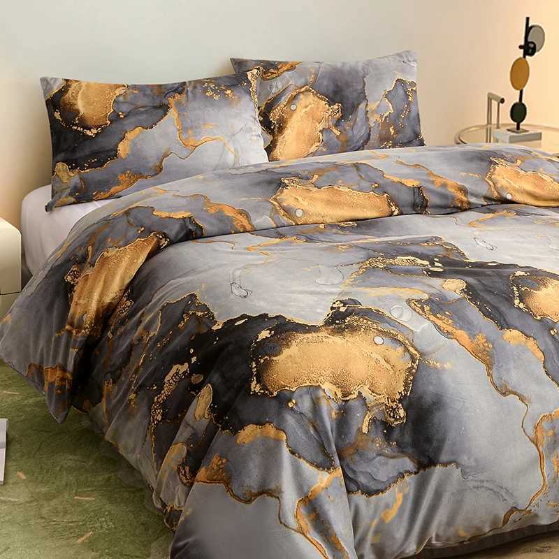 Cozy Brushed Polyester Duvet Cover Set with cases - Vibrant Print Hypoallergenic Easy Care Perfect for King/Queen BedsM251118