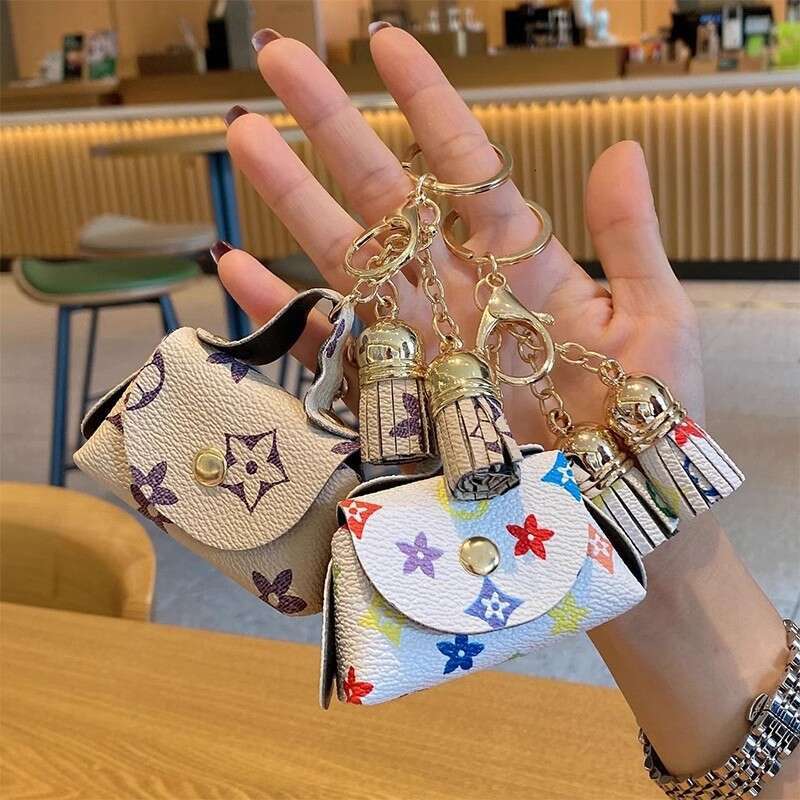 Cute Mini Leather Small Coin Earphone Storage Monogram Pendant Card Key Bag