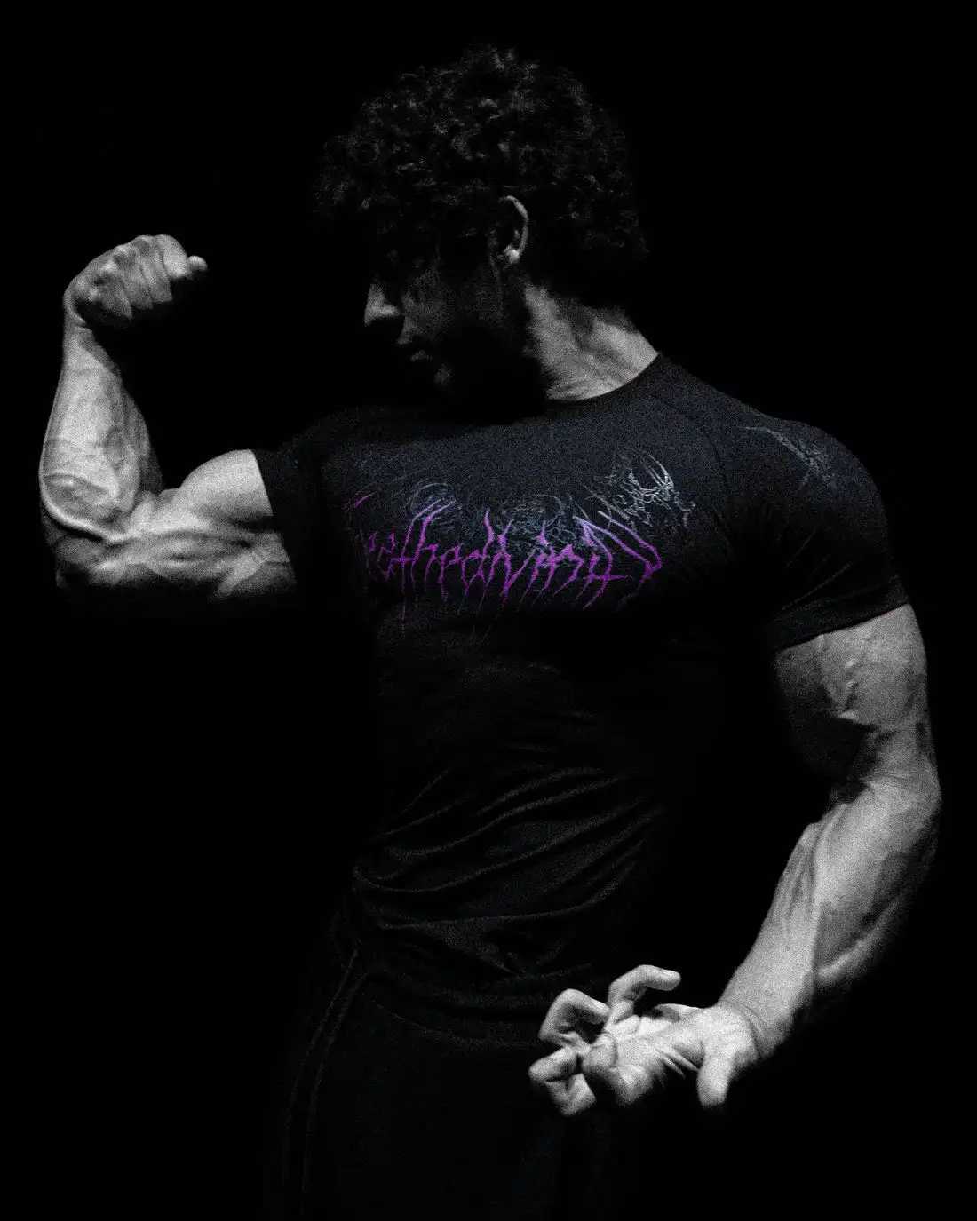 Breathedivinity Compression Shirt Short Slve tops Muscle GYM in Black Wolves Club Y2KC250417