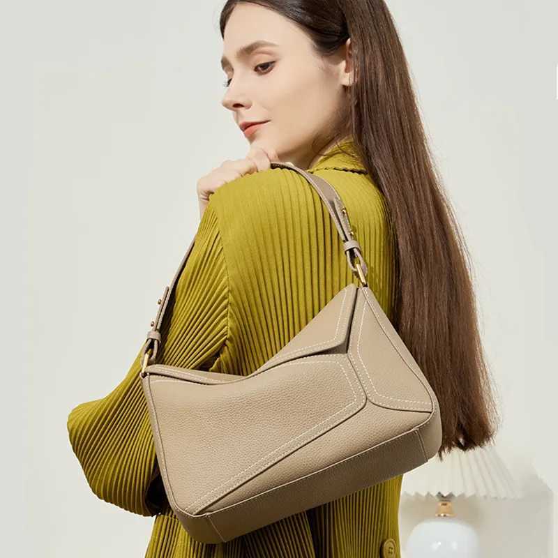 Luxury New Design Handbags Female Crossbody Bag Vintage High-end Geometry Genuine Cowhide Leather Bag Women Fashion Underarm BagW251118