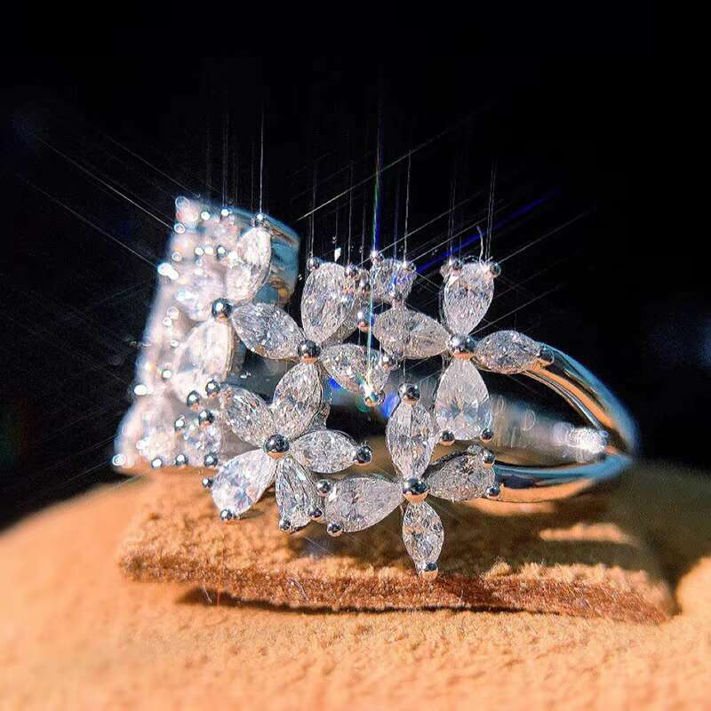 DHCollections Fashion Jewelry Platinum Plated Shape 3A Zirconia Ring for Women