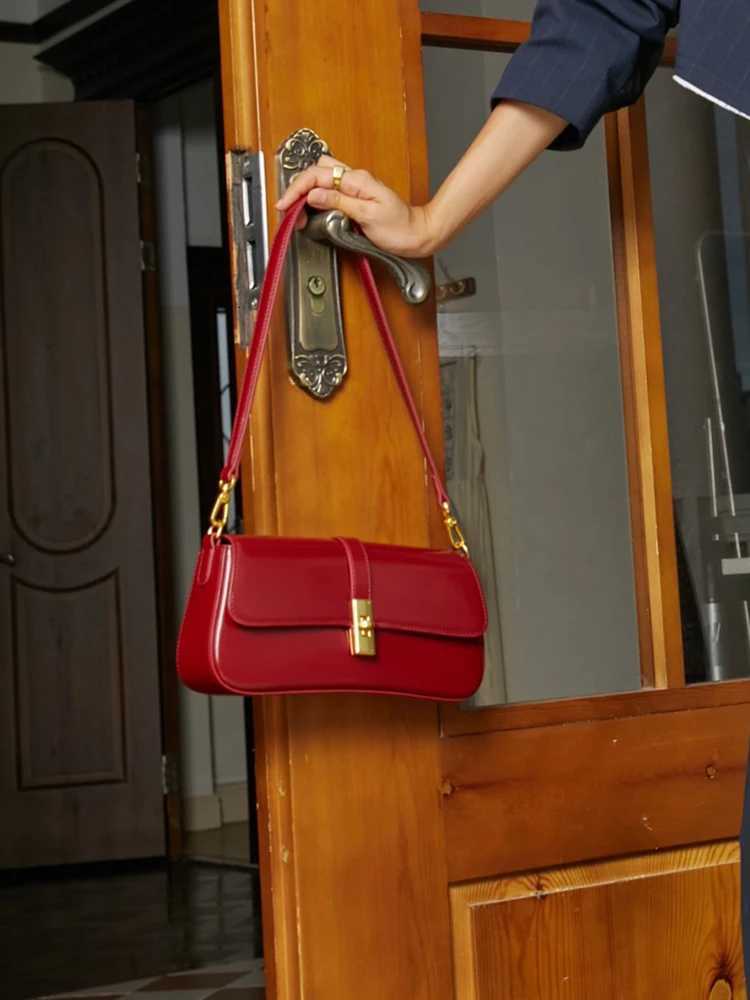 YANATARI underarm cowhide Genuine leather handbags women vintage shoulder bag female crossbody bags luxury high quality 2025W251118