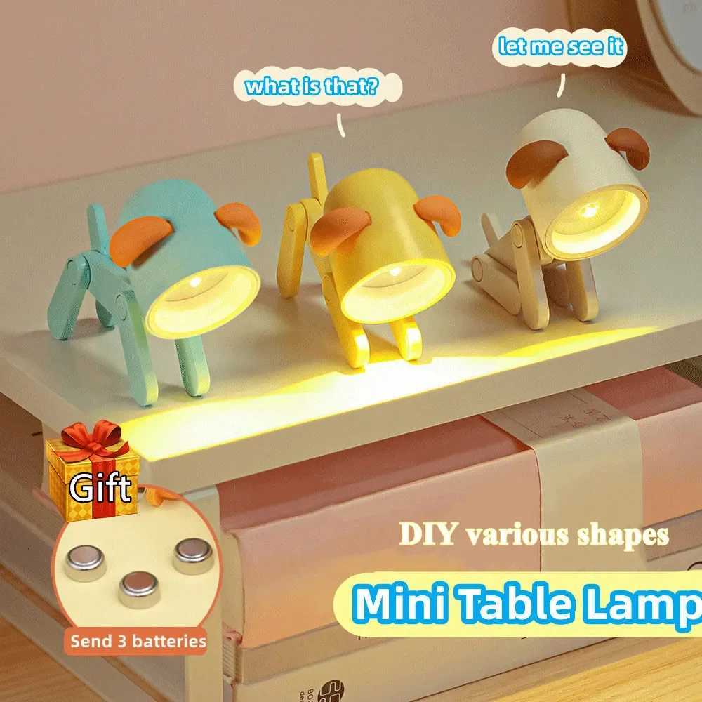 LED Mini Night Light Cute Dog Deer Foldable Desk Lamps Desktop Ornament Book Light Kids Room Bedside Bedroom Decor Holiday Gifts M251118