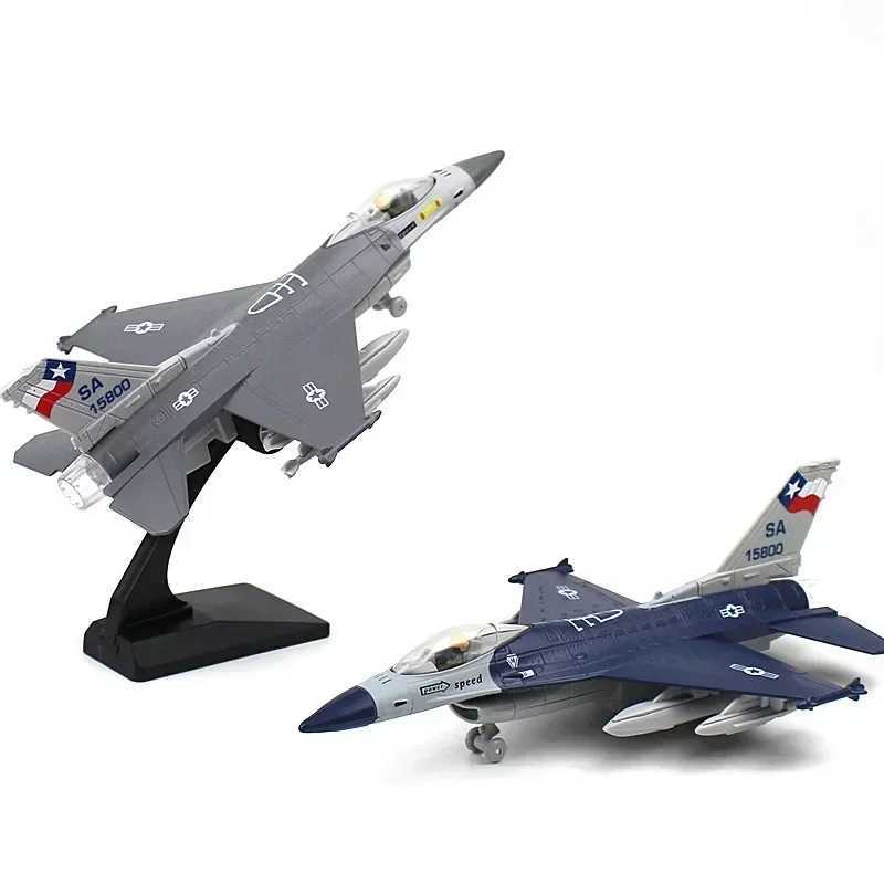 Alloy F16 Fighter model acoustooptic return force aviation military aircraft model Toy Ornament Gift C251118