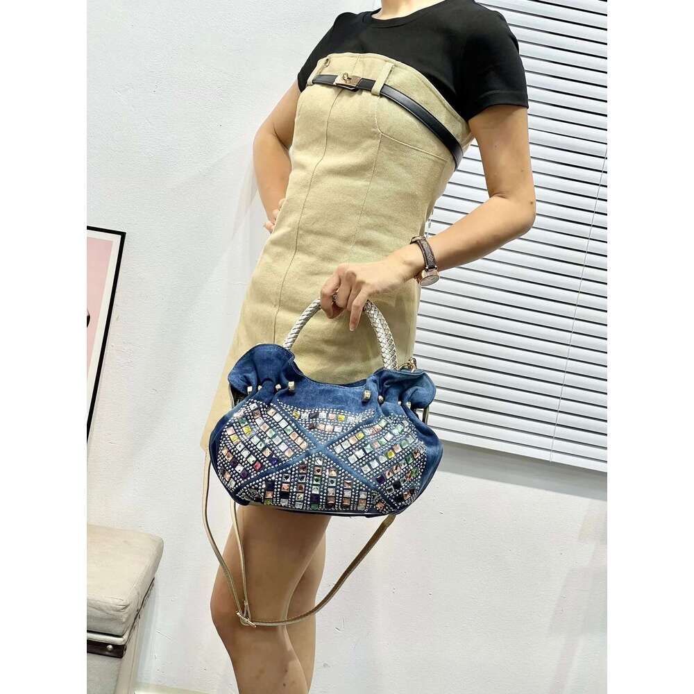 Fashion Vintage Brand Jeans Denim Designer Shoulder Bag Tote Bucket Cross Body Messenger Dias Handbag Purse