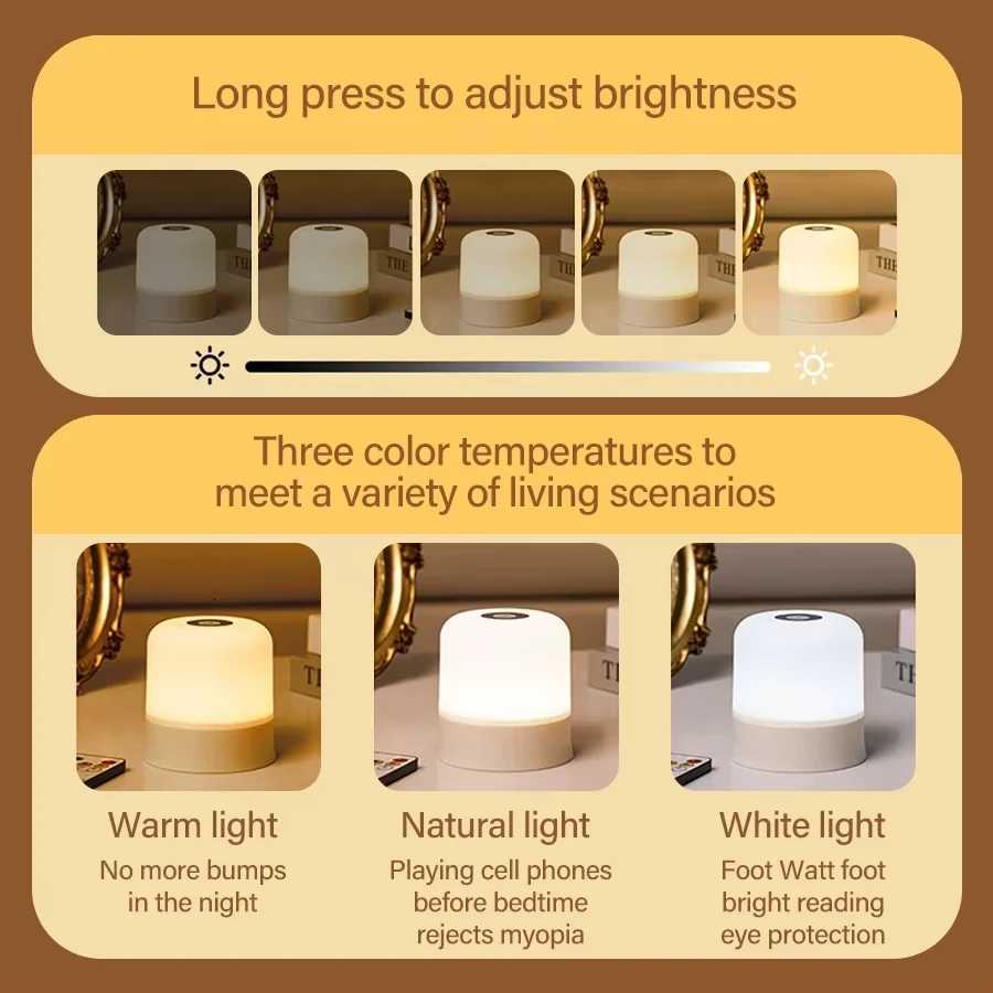 13 Color LED Table Lamp - Touch Remote Control Dimmable Rechargeable Bedside Night Lamp for Room Decor M251118