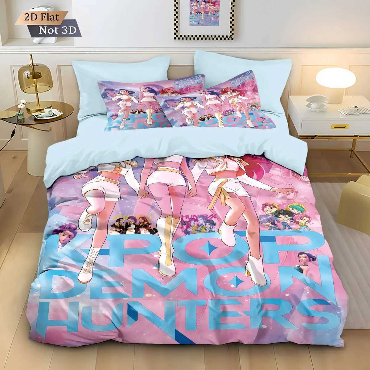 KPOP Demon-Hunters Bedding Set Queen King Size EU Single Quilt Bed Cover Duvet Cover Sets With cases Birthday GiftsM251118