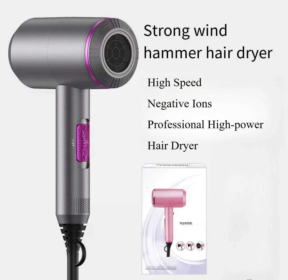 Professional High-power Electric Hair Dryer Home Hair Salon Hammer Blower High Speed Negative Ions Styling Tools Low NoiseT251118