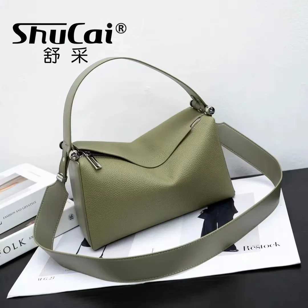 Cowhide Womens Purple Armpit Bag 2025 New Luxury Designer Fashion Genuine Leather Shoulder Crossbody Boston Pillow Bag FemaleW251118