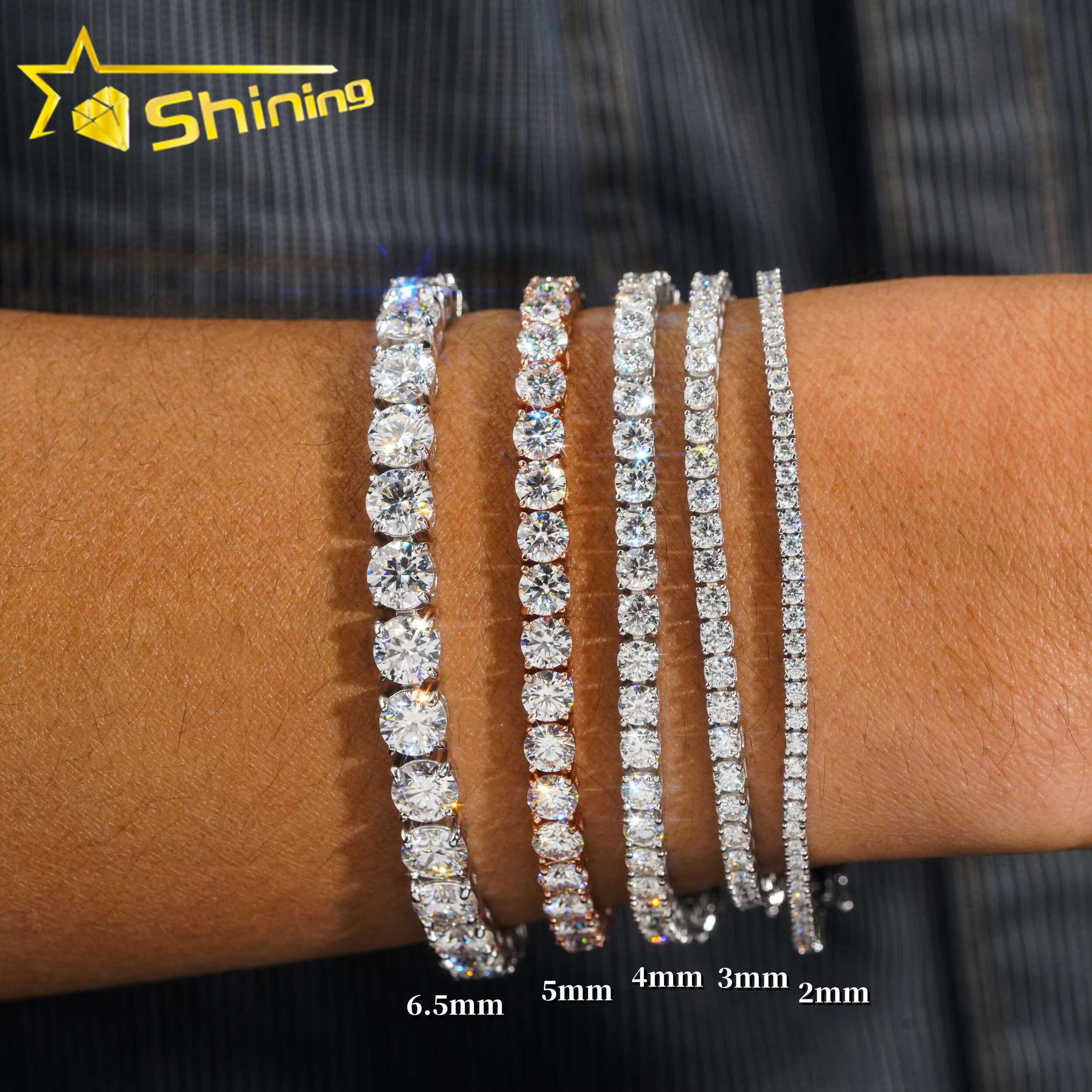 Cheapest Price RTS Sterling Sier 2mm 3mm 4mm VVS Dia Necklace Moissanite Tennis Bracelet Chain