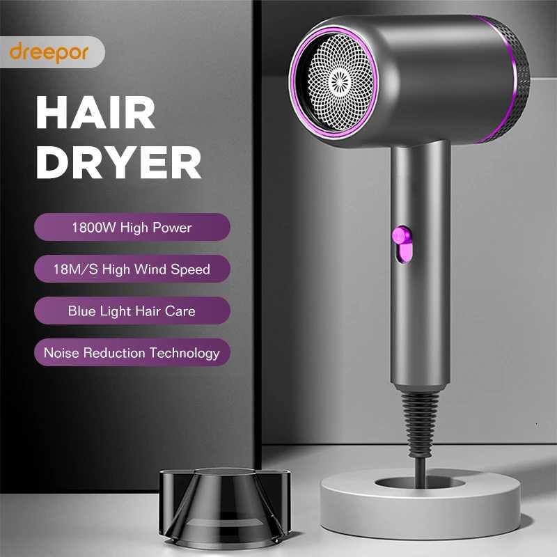 Dreepor Electric Hair Dryer 1800W High Power Strong Wind Negative Ions Hair Care Hair Dryer for Travel Household Hotel DormitoryT251118