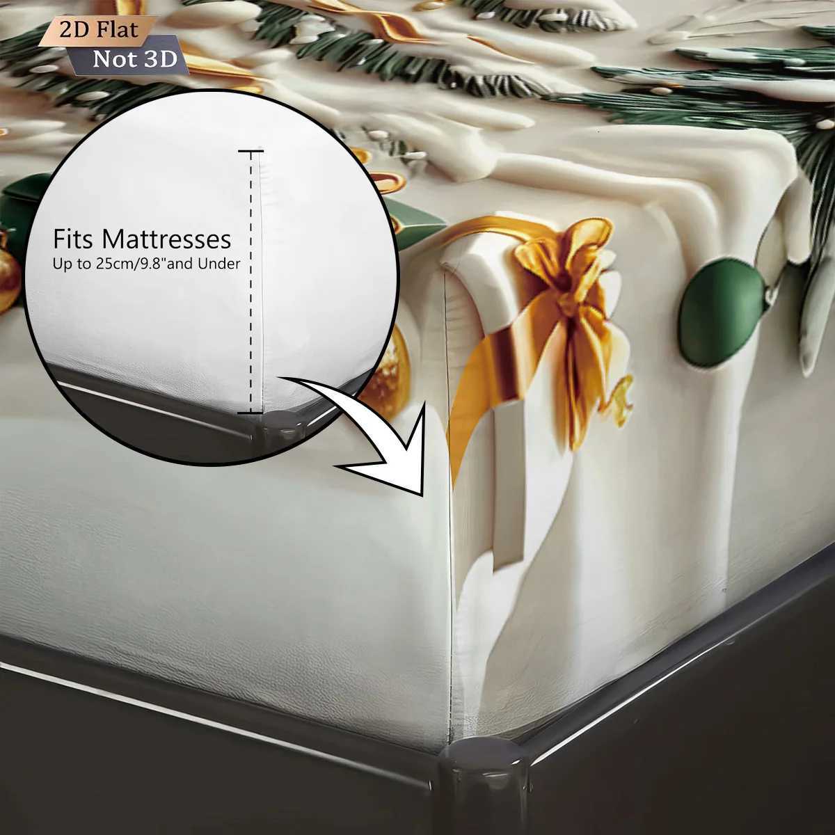 3pcs Christmas tree print coreless bed sheet set with various sizes of bed covers bedroom bedding decorations machine washableM251118