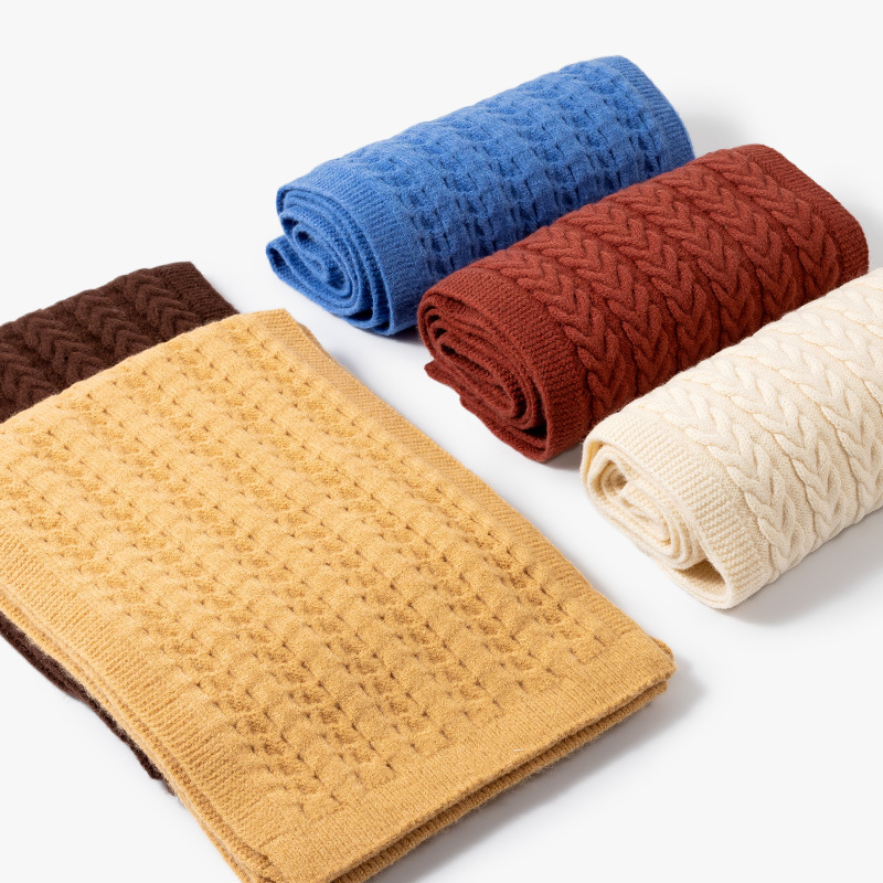 K434 Manufacturers customized knitted scarf wheat ear jacquard solid color all-match wool scarf autumn and winter cross-border women's scarf