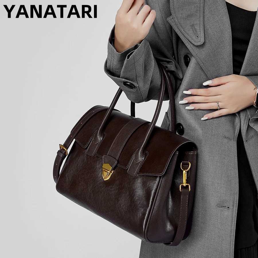 YANATARI genuine leather bag for women Luxury woman Shoulder bag large capacity square fashion tote bag Fashionable HandbagW251118