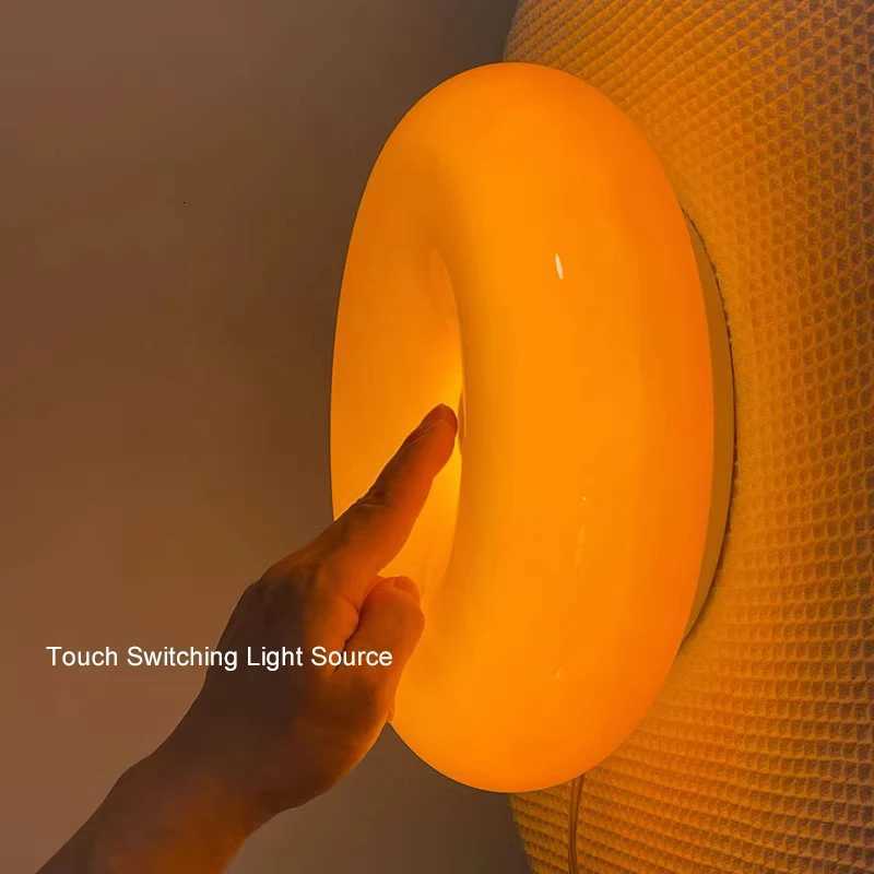 Nordic LED Glass Wall Lights Donut Ambiance Lamp For Bedroom Bedside Hallway Touches Switch Home Indoor Decor Lighting Fixture M251118