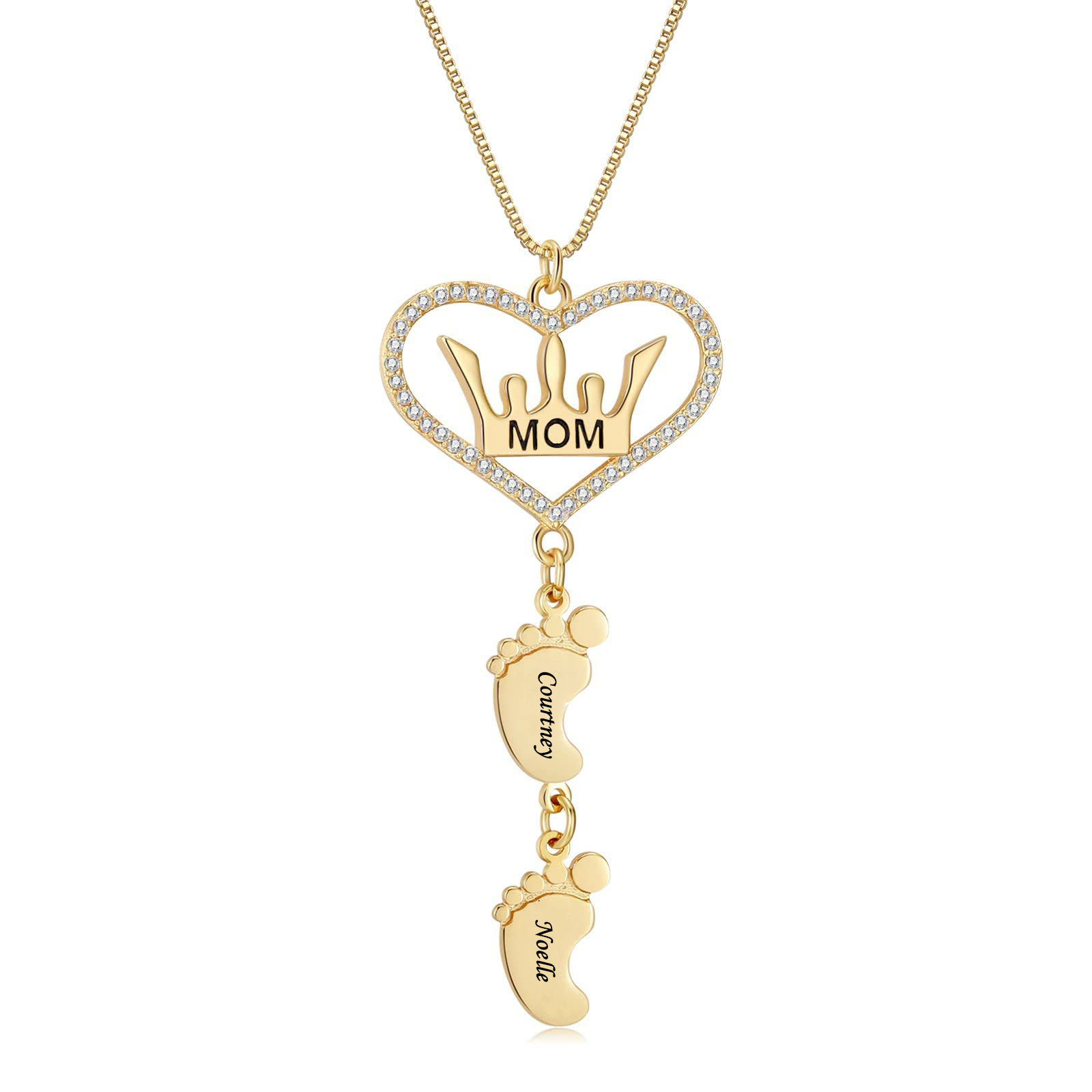 Exquisite Heart Crown Dia Necklace - Adjustable Personalized Footprint Pendant, DIY Gift Women, Trendy Collarbone Jewelry for Birthdays/Anniversaries