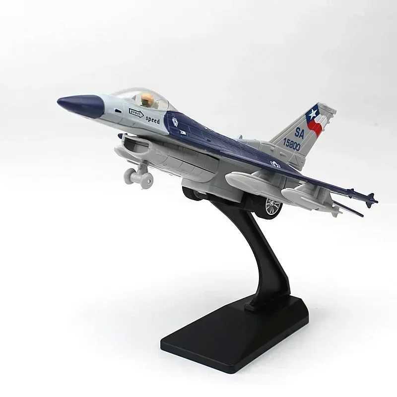 Alloy F16 Fighter model acoustooptic return force aviation military aircraft model Toy Ornament Gift C251118