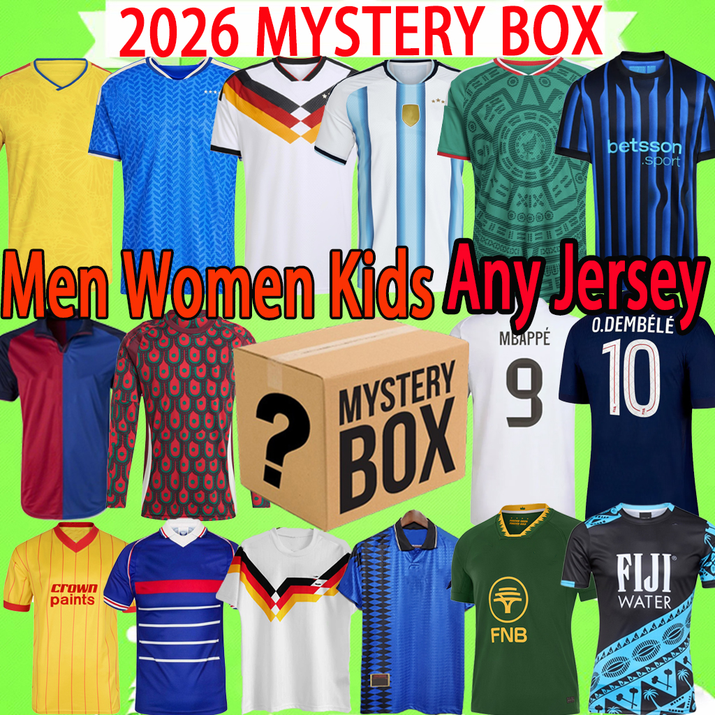 Any 2026 national team New + Retro MYSTERY BOXES soccer jerseys basketball rugby XXXL 4XL FC Kids Kit blind box Toys Gift football shirt T birthday present Uniform women
