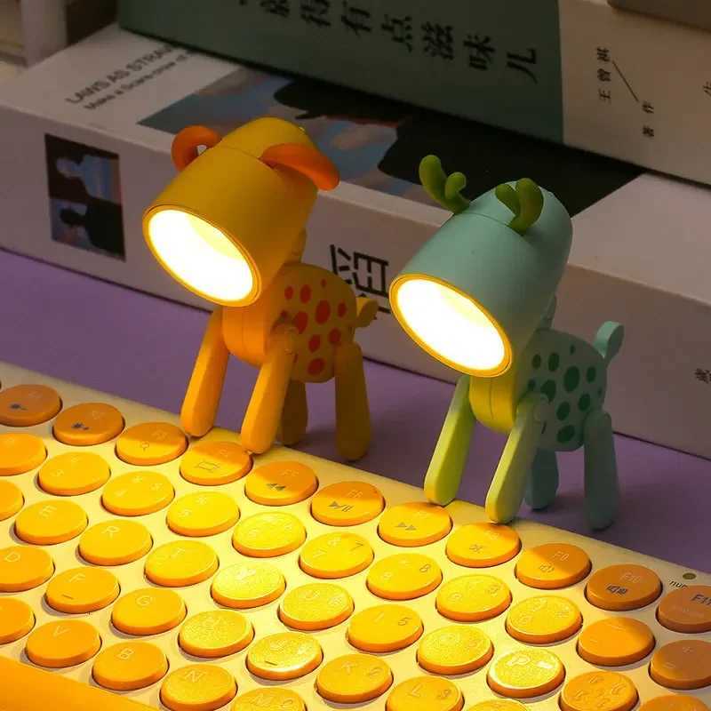 LED Mini Night Light Cute Dog Deer Foldable Desk Lamps Desktop Ornament Book Light Kids Room Bedside Bedroom Decor Holiday Gifts M251118