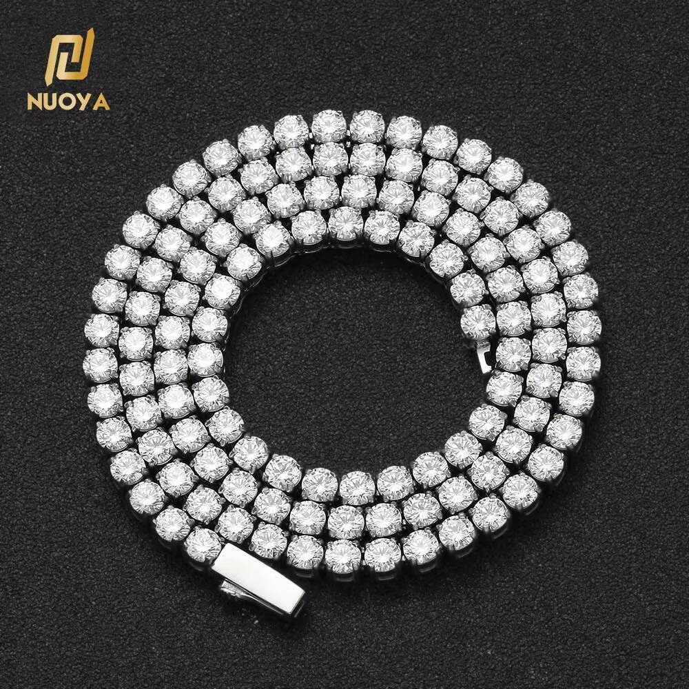 Laboratory cultivation of Moissanite Hip Hop Jewelry 4mm Iced Out CZ Chain 18k Gold Plated Custom Stainless Steel Tennis Necklace