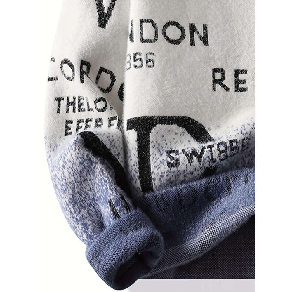 Men's Beige & Blue Color Block, Warm Round Neck Pullover Fall/Winter, Everyday Casual Formal Outfits - Autumn Winter Knit Sweater For Men, Sweate