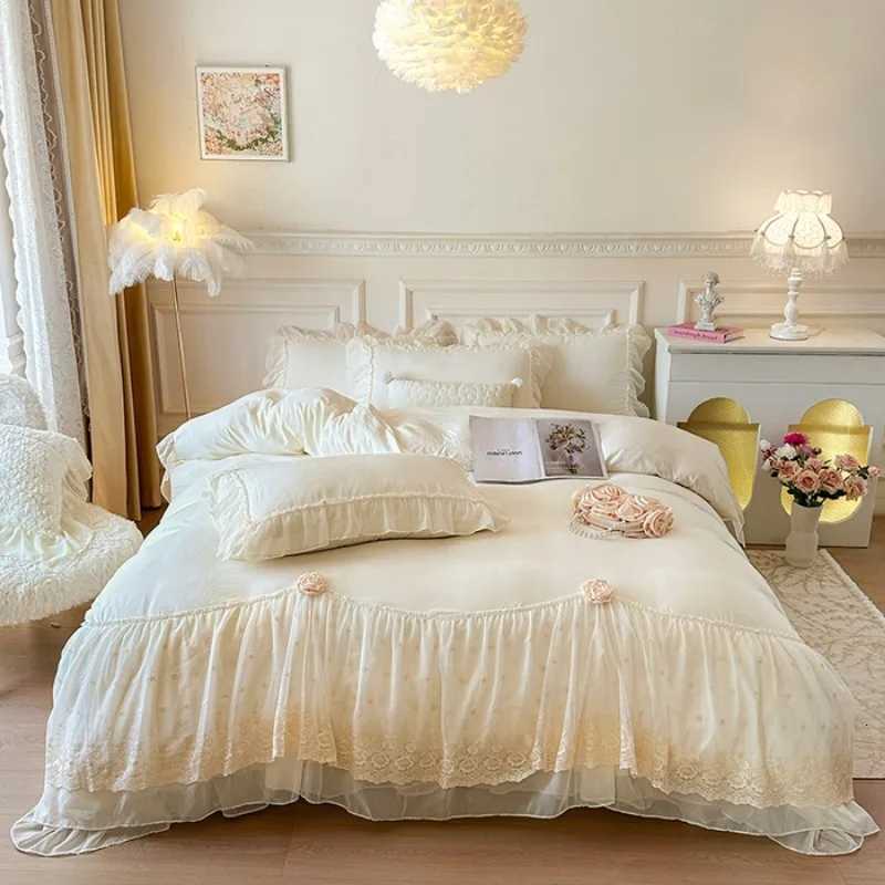 2025 French high-end bed cover washed cotton four-piece set skin-friendly washed cotton fabric delicate to the touchM251118