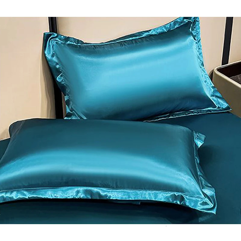 WOSTAR satin rayon elastic fitted sheet kit mattress cover summer silky bedspread couple double bed bedsheet king size 90 250417