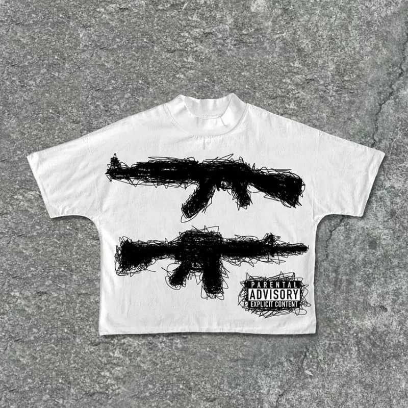 Nd Peace Graphics 100% Cotton Cropped T-Shirts Men Y2K Summer Short Slves Vintage Oversize Tshirt Strtwear Women Tops NewC250418
