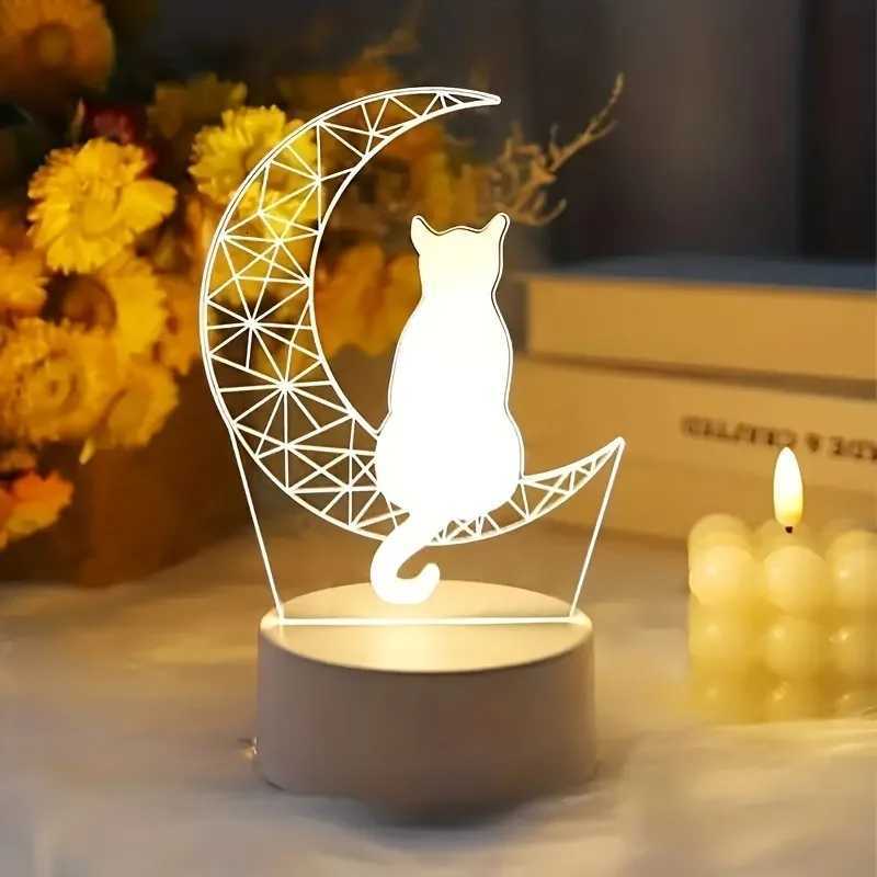 1PC Mooncat 3D night light USB table lamp bedroom living room atmosphere light festival birthday gift night light M251118