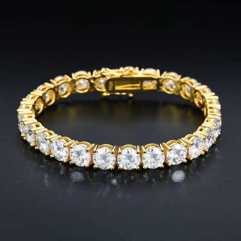 Fine Hip Hop Jewelry White Gold Plated 925 Sterling Silver VVS Moissanite Diamond Iced Out Tennis Chain Bracelet for Men Women